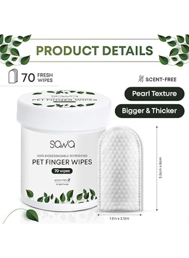 Ear Cleaning Wipes for Dogs & Cats, Remove Bad Breath by Removing Plaque and Tartar Buildup No-Rinse Dog Finger Toothbrush, Disposable Gentle Cleaning & Gum Care Pet Wipes (70 Pcs) - Image 3